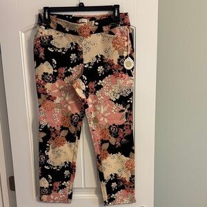Spartina 449 Floral Ankle Pants - Black and Pink